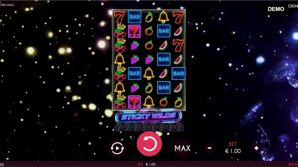 Turbo Fortune Cherryways slot neon fruit symbols